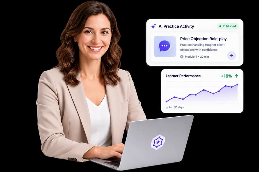 Educator creating an AI learning experience on a laptop